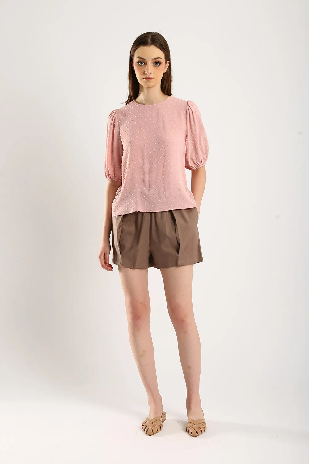 Harlene Cotton Linen Blouse in Dust Pink