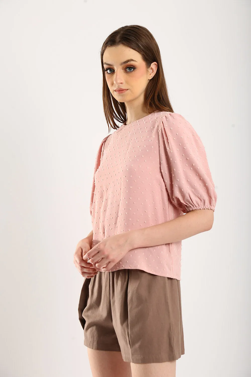 Harlene Cotton Linen Blouse in Dust Pink