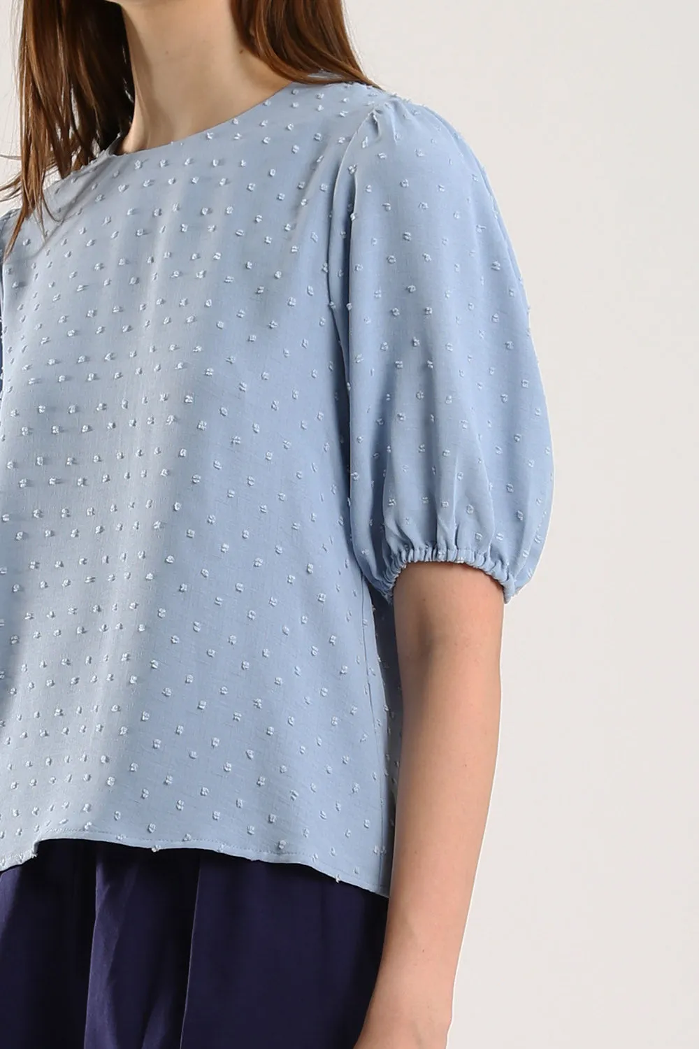 Harlene Cotton Linen Blouse in Sky Blue