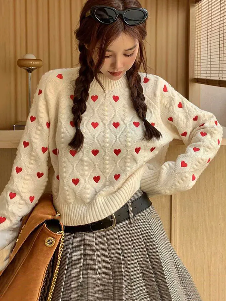 Heart Cabel Stylish Knit Sweater