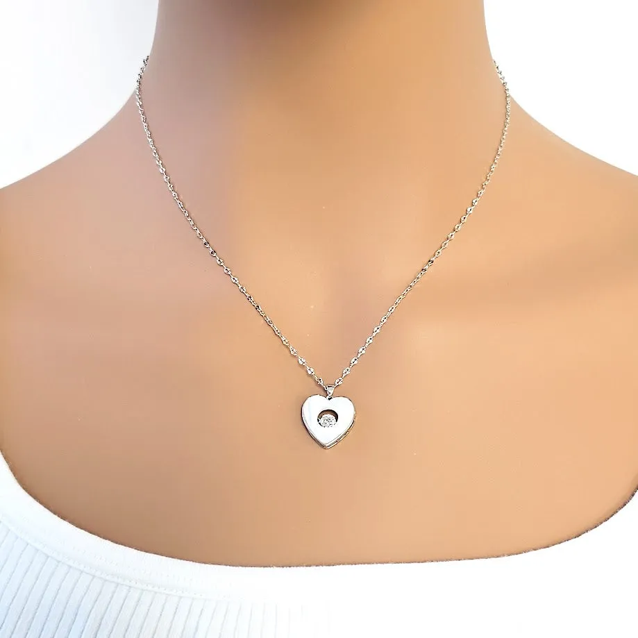 Heart Cubic Zirconia and Mother of Pearl Necklace