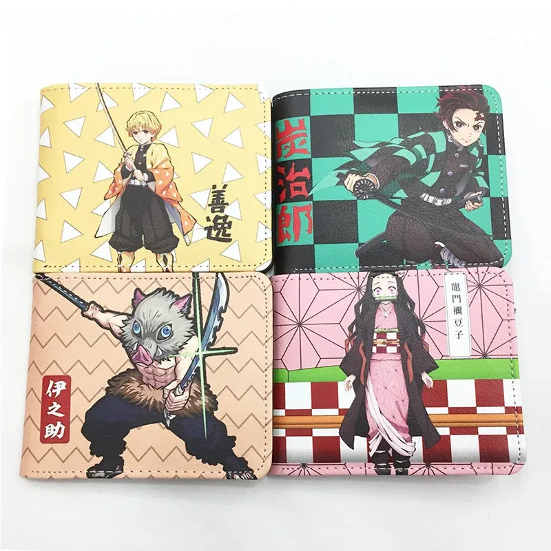 Hot Demon Slayer Kimetsu No Yaiba Tanjiro Kamado Wallet Short Purse With Coin Pocket for Student Men Women