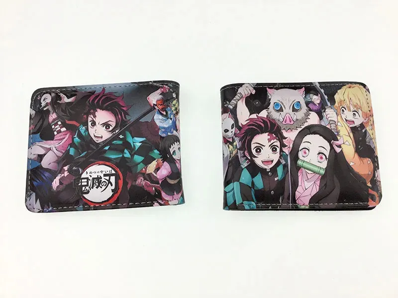 Hot Sell Anime Demon Slayer Wallet PU Leather Short Purse With Coin Pocket for Boy Girl Student