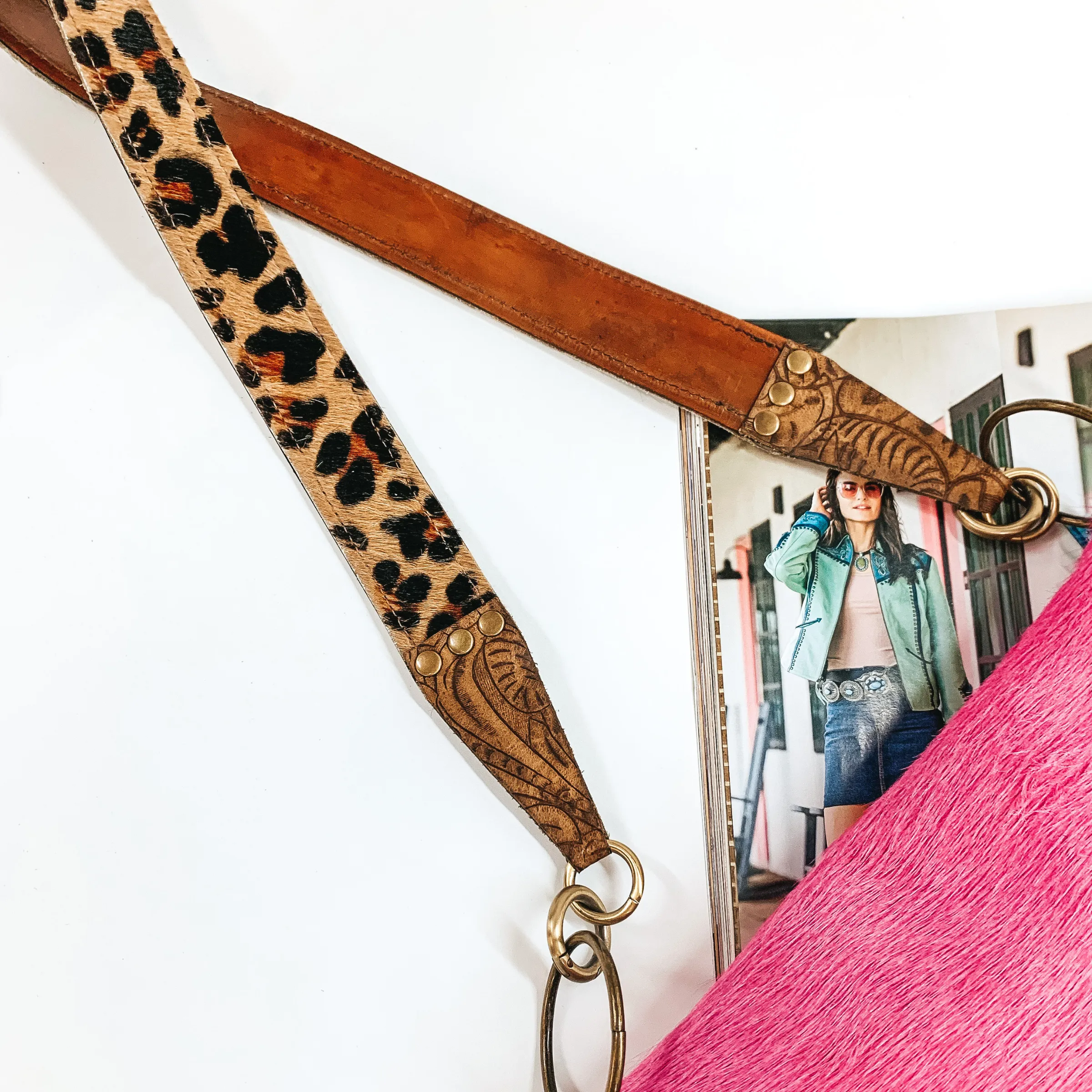 Keep It Gypsy | Leopard Print and Pink Cowhide Purse with Genuine Leather Fringe