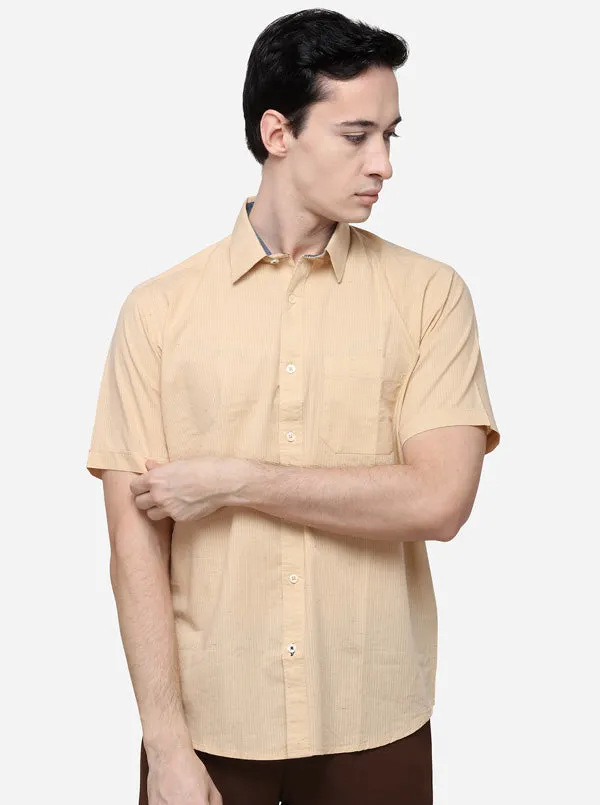 Khaki Classic Fit Solid Casual Shirt | Greenfibre