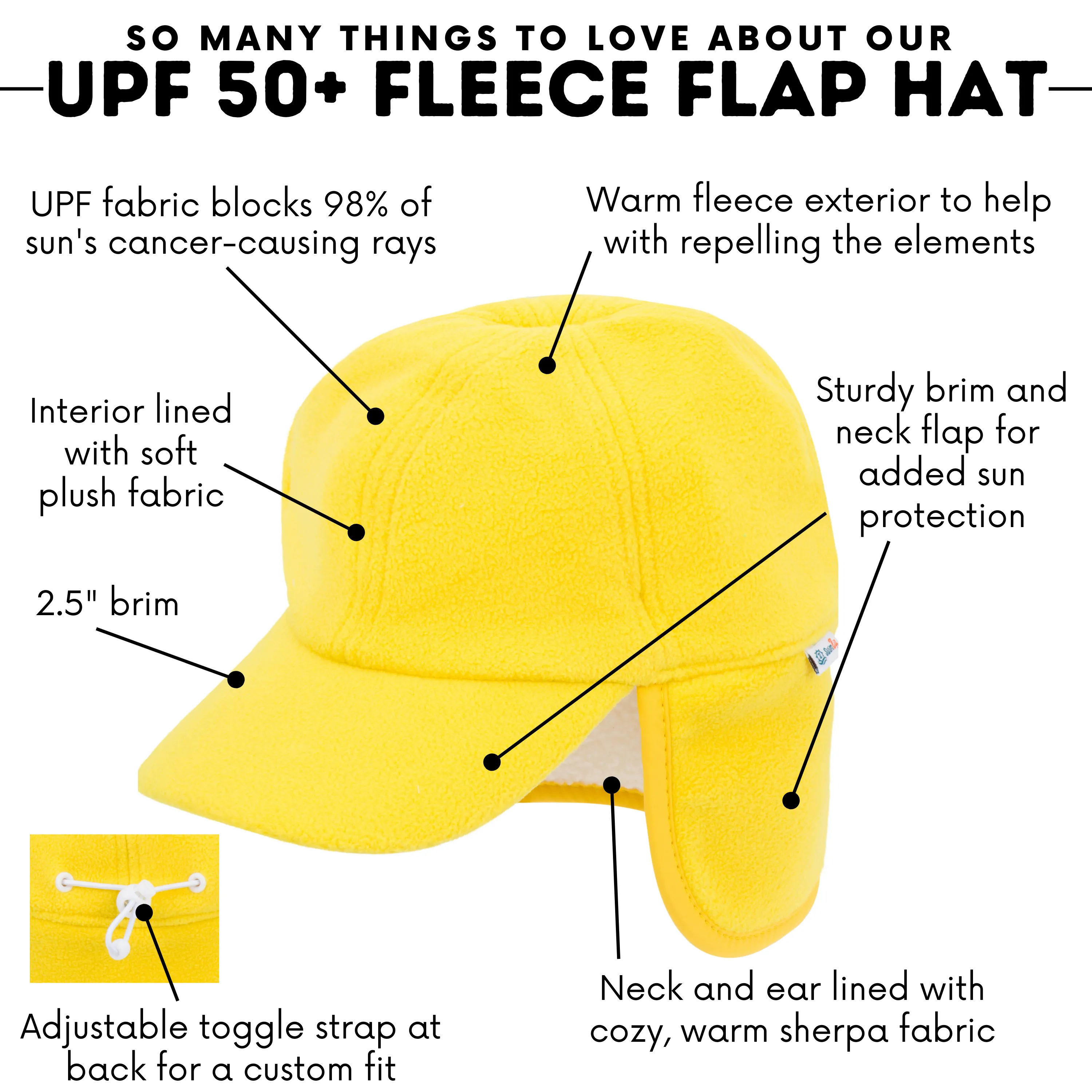 Kids Frosty Fleece Winter Flap Hat - Radiant Yellow