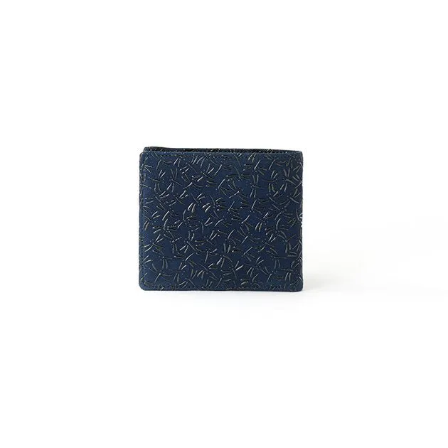 Koshu Inden Japanese Deerskin Leather with Urushi (Japanese Lacquer) Fold Wallet - Dragonfly / Deep Indigo - ,  Made in Japan,  Japanese Leather Wallet