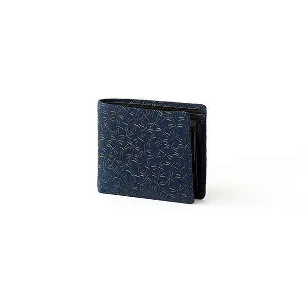 Koshu Inden Japanese Deerskin Leather with Urushi (Japanese Lacquer) Fold Wallet - Dragonfly / Deep Indigo - ,  Made in Japan,  Japanese Leather Wallet