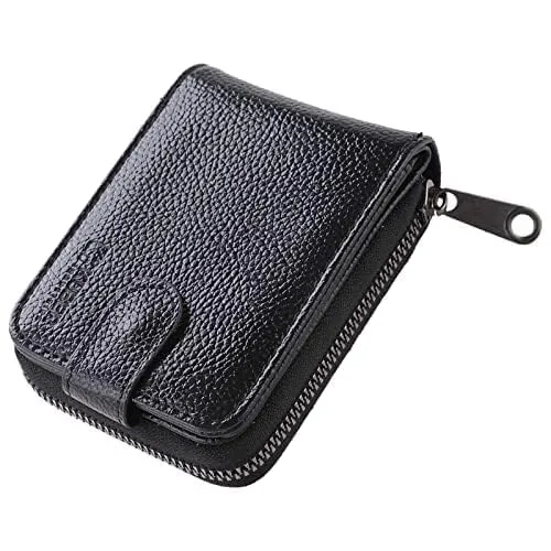 Kuber Industries Card Holder Wallet for Men Women|Debit Credit Card Holder|Wallet for Id, Visiting Card, Buisness Card|RFID Protected|Button & Zipper Closure Wallet|Black (Pack of 4)