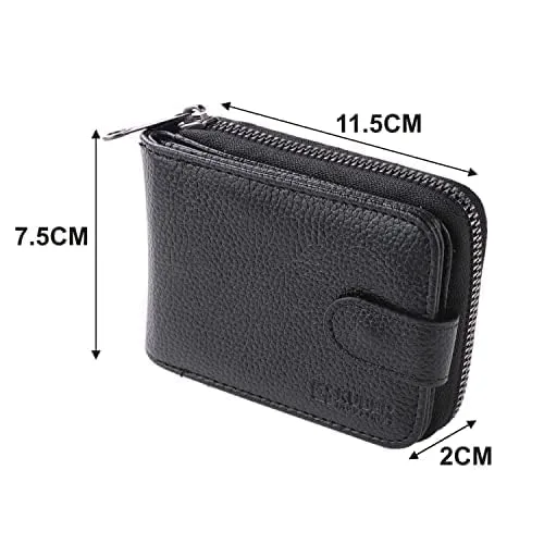 Kuber Industries Card Holder Wallet for Men Women|Debit Credit Card Holder|Wallet for Id, Visiting Card, Buisness Card|RFID Protected|Button & Zipper Closure Wallet|Black (Pack of 4)