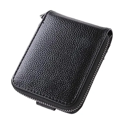 Kuber Industries Card Holder Wallet for Men Women|Debit Credit Card Holder|Wallet for Id, Visiting Card, Buisness Card|RFID Protected|Button & Zipper Closure Wallet|Black (Pack of 4)