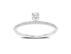 Lab-Grown Diamond ¼ct. tw. Floating Stone Pavé Stacking Ring | White