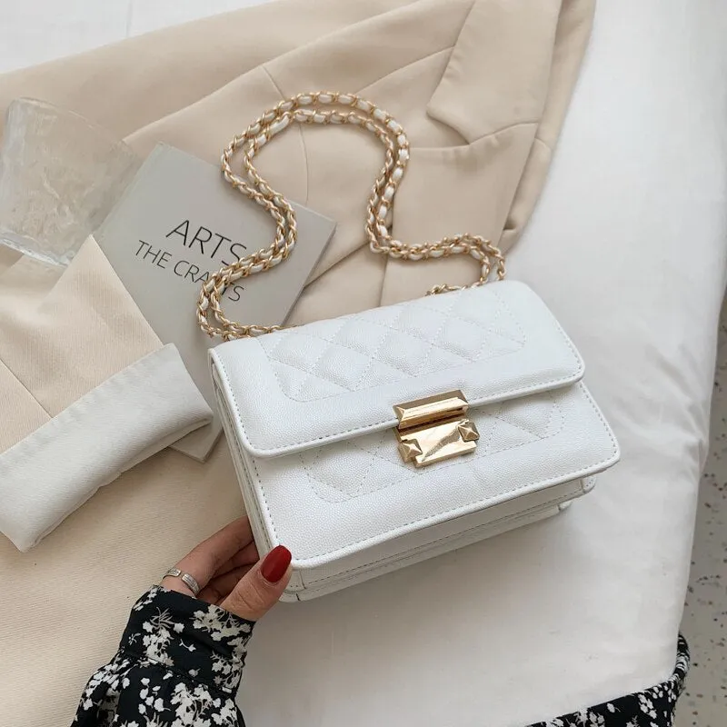 Ladies Fashion Chain Bag Gradient Color Female Bag Casual Square Bag Lock Small Bag Mobile Phone Bag Shoulder Bag