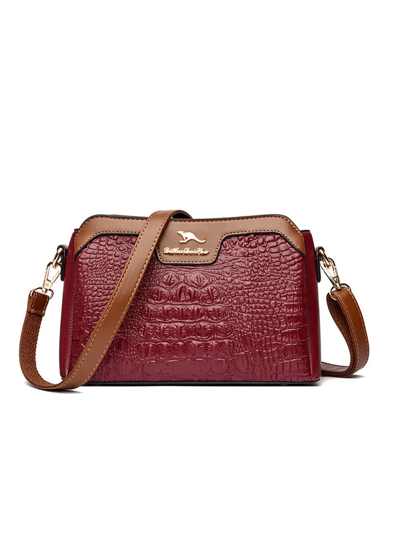 Large-capacity Multi-layer Crocodile Shoulder Bag