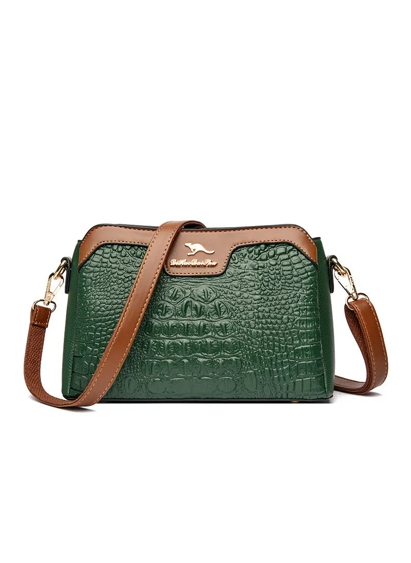 Large-capacity Multi-layer Crocodile Shoulder Bag