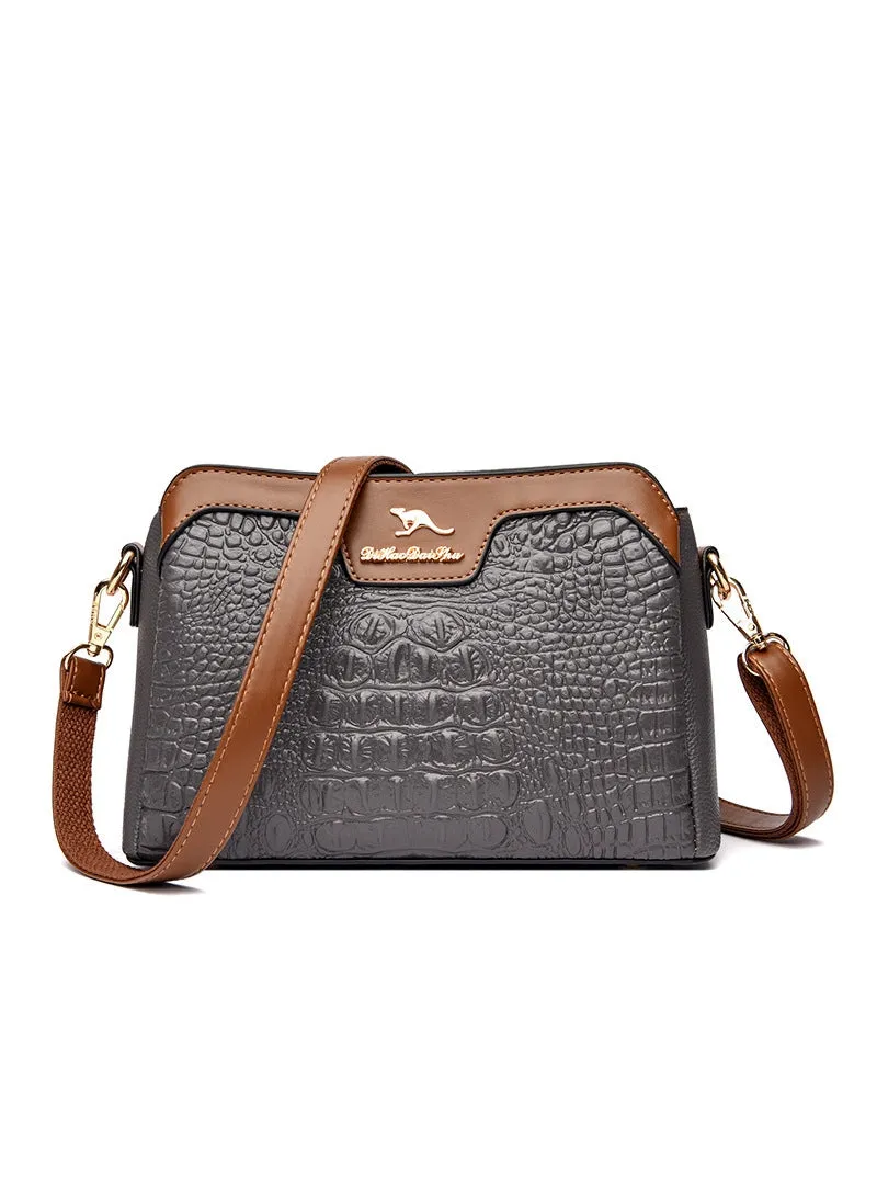 Large-capacity Multi-layer Crocodile Shoulder Bag