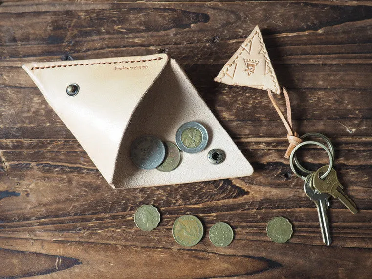 Leather Triangle Coin Purse #Natural Nude