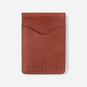 Leather Wallet with Money Clip in Cognac