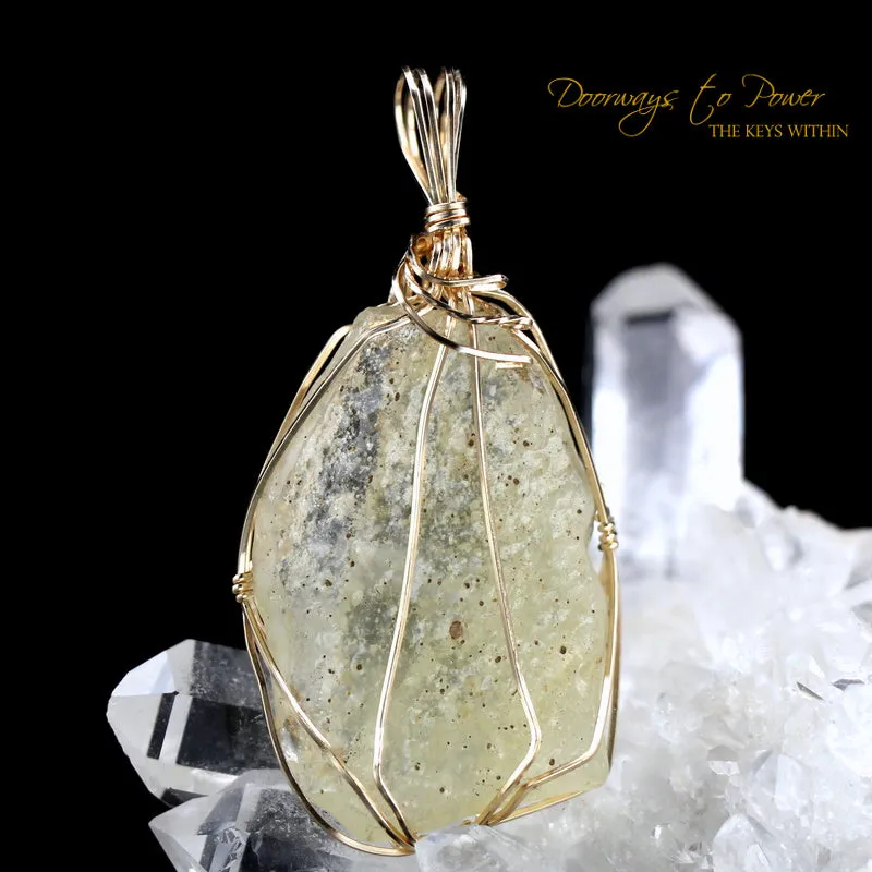 Libyan Desert Glass Crystal Pendant 14k