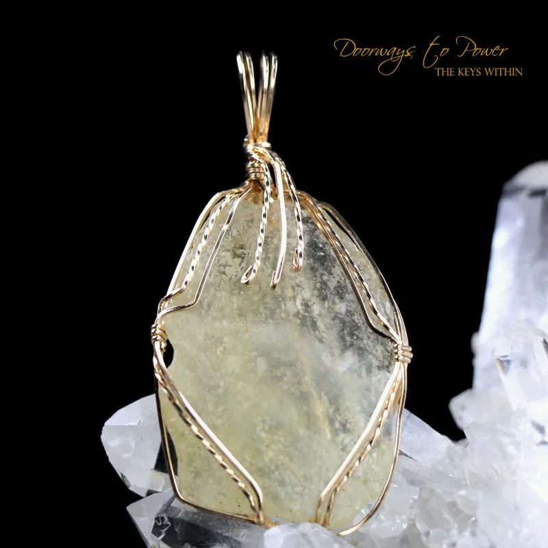 Libyan Desert Glass Crystal Pendant 14k