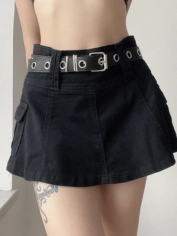 Linen Waist Graceful Dart Mini Skirt