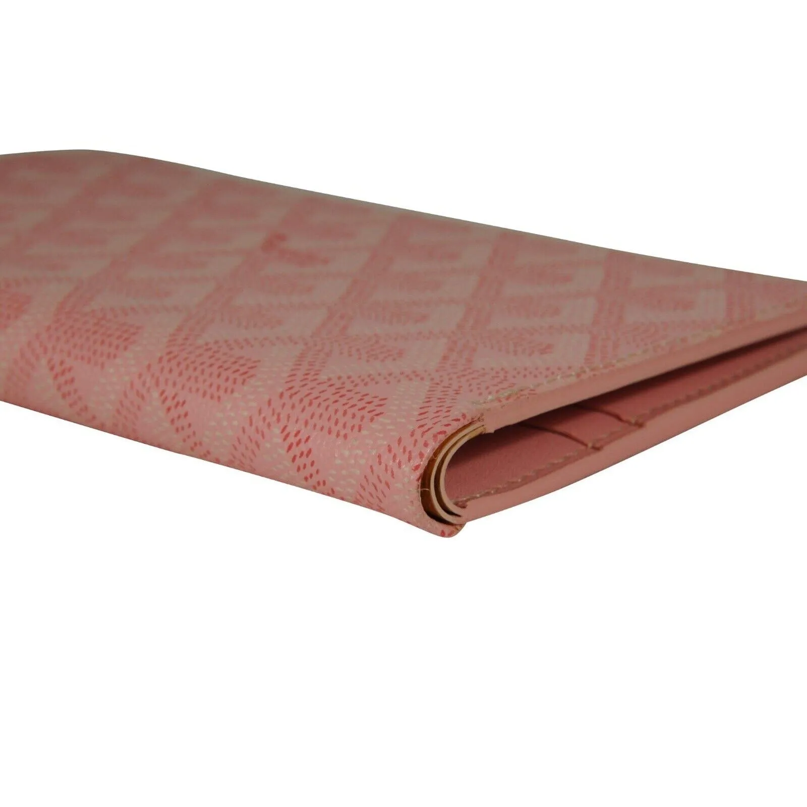 Long Bifold Wallet Card ID Passport Holder Pink Coated Canvas