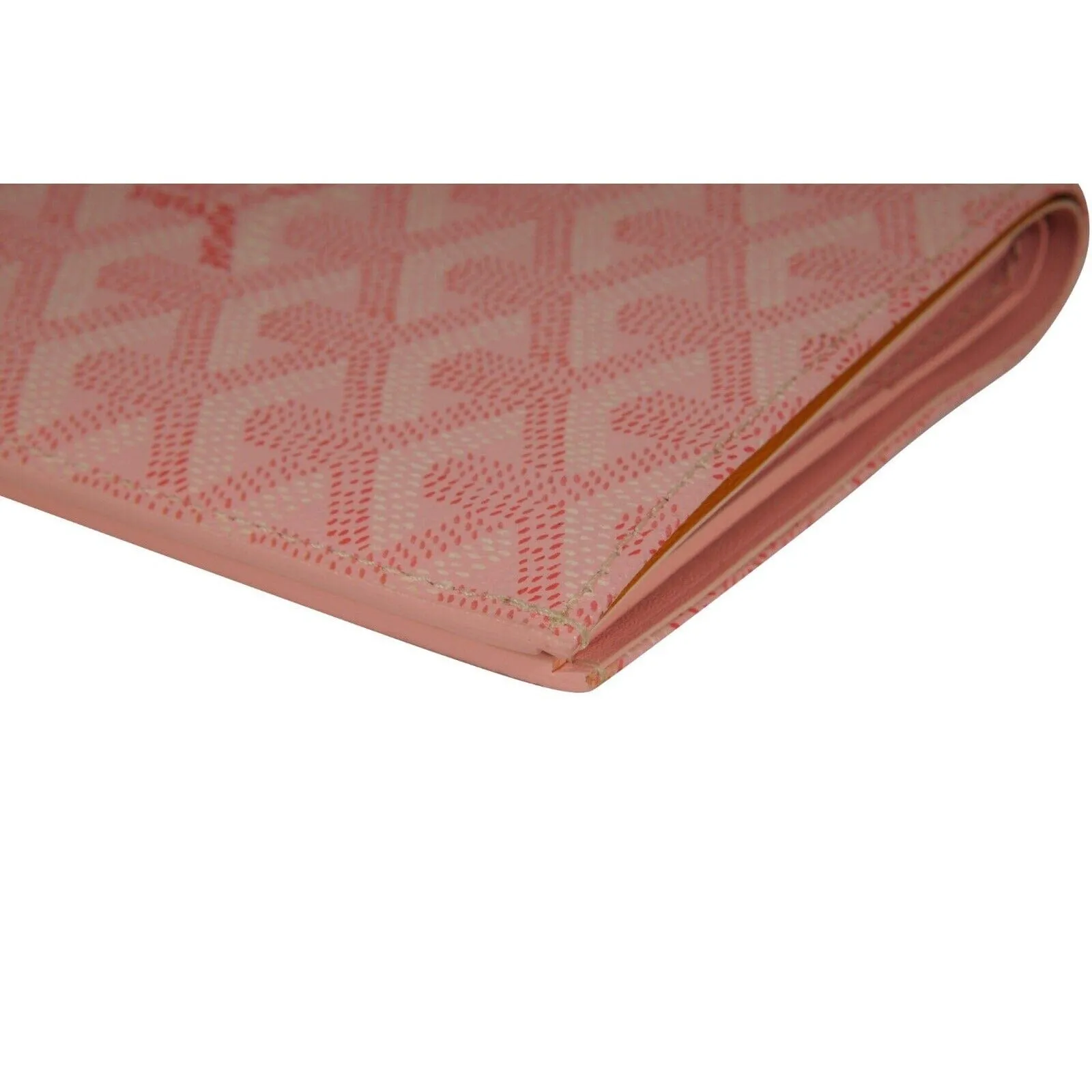 Long Bifold Wallet Card ID Passport Holder Pink Coated Canvas