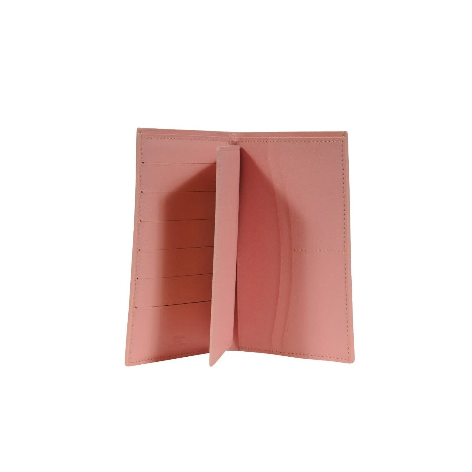 Long Bifold Wallet Card ID Passport Holder Pink Coated Canvas