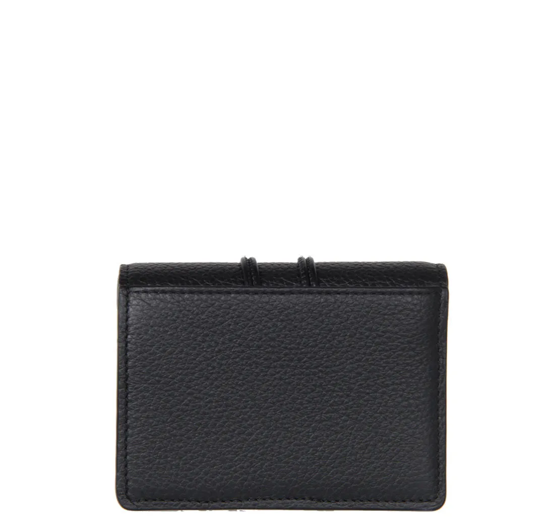 Malou Flap Compact Wallet, Black