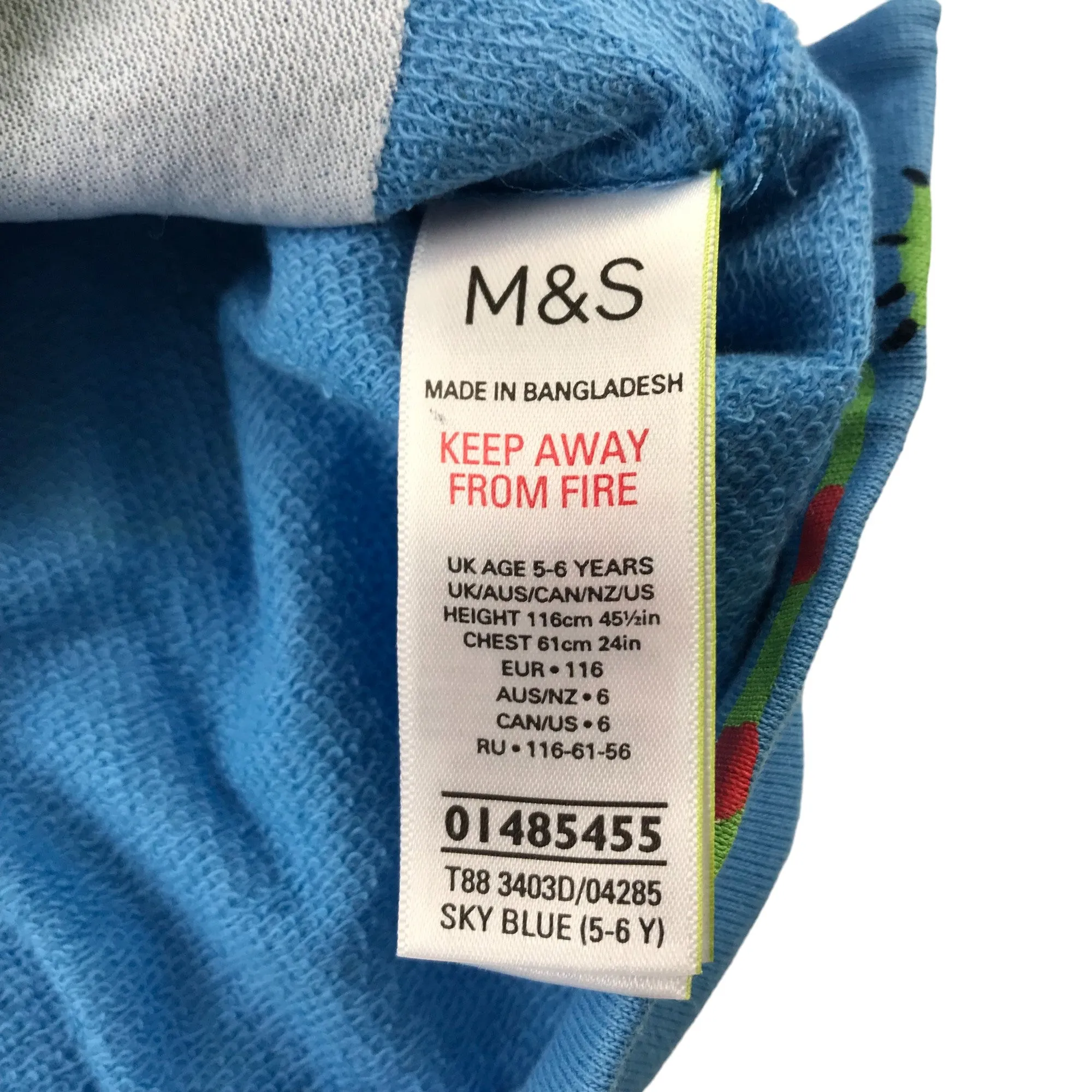 M&S sweater 5-6 year blue lizard graphic print design