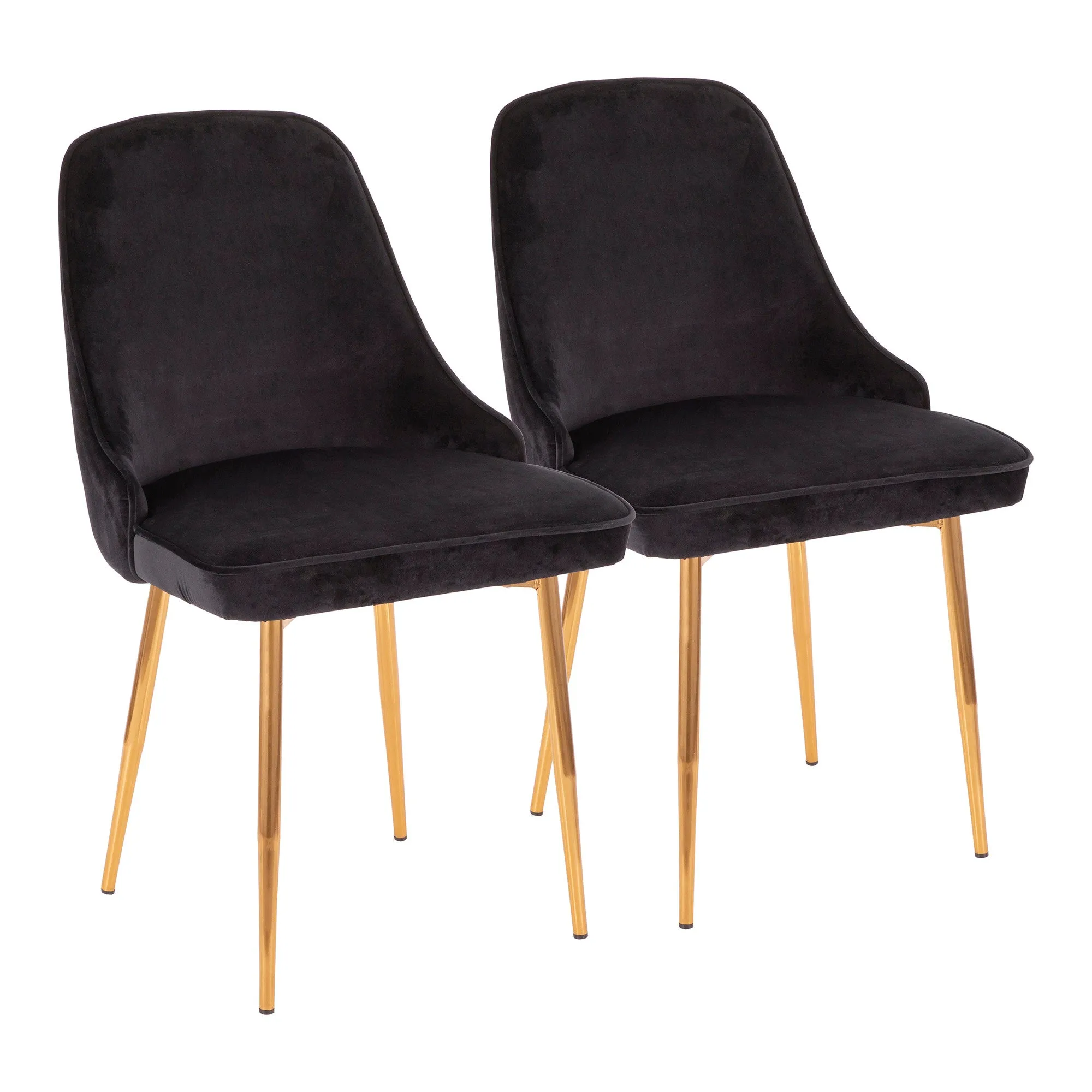 Marcel Contemporary Dining Chair with Gold Frame and Black Velvet Fabric by LumiSource - Set of 2