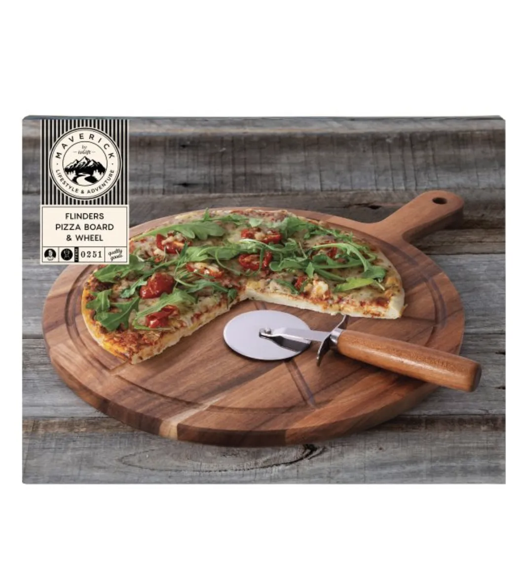 Maverick Flinders Pizza Board & Wheel 2pce 44x33x1.5cm