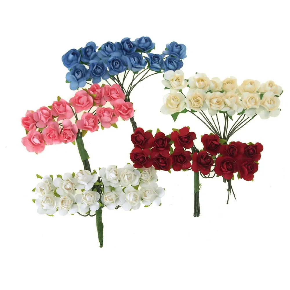 Mini Paper Flowers Branch, 1/2-Inch, 12-Piece