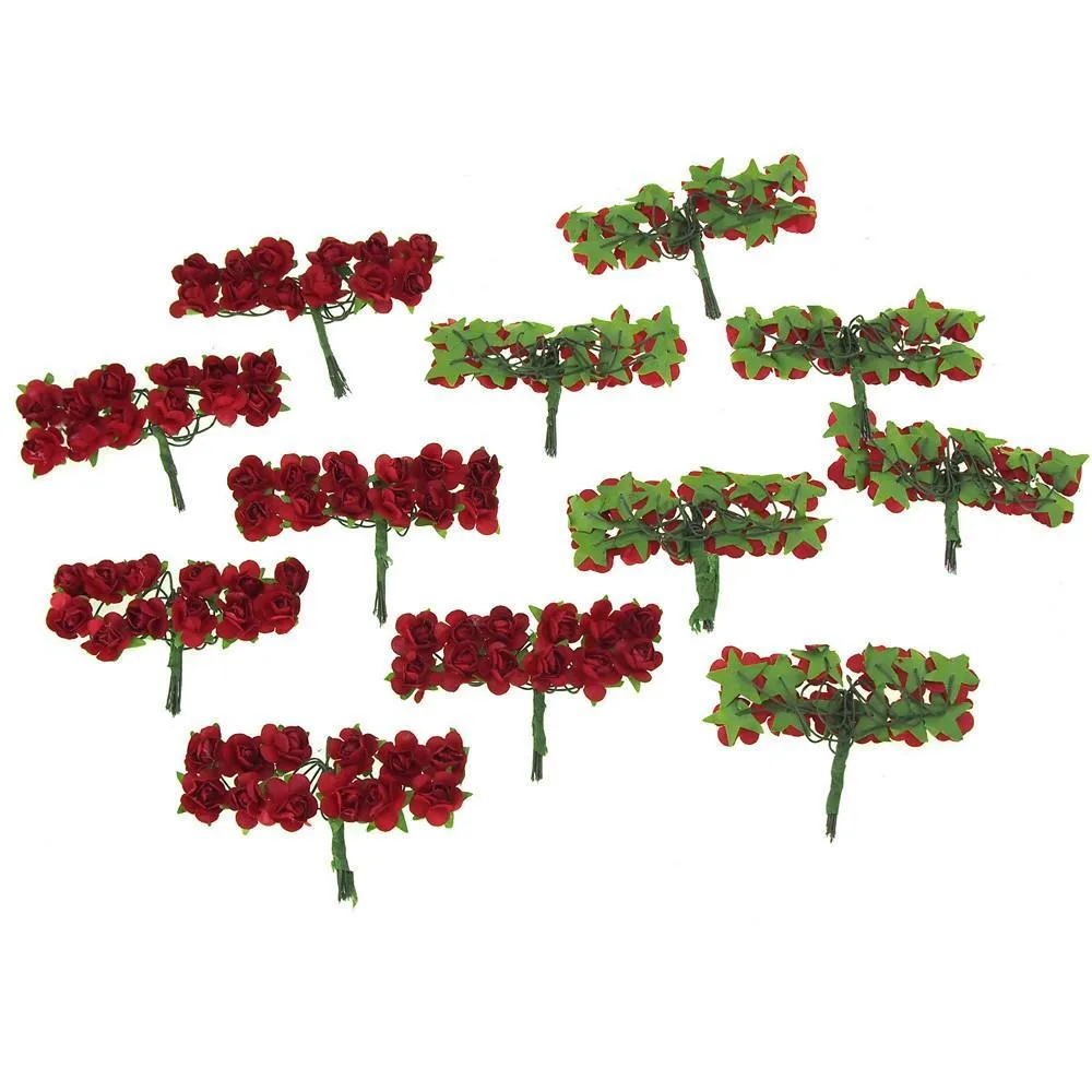 Mini Paper Flowers Branch, 1/2-Inch, 12-Piece