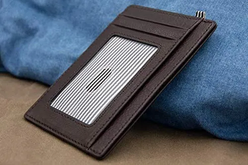 Momentum's Ultra Slim Flatline RFID Wallet | Italian Vegetable Tanned Leather | Clear ID Window