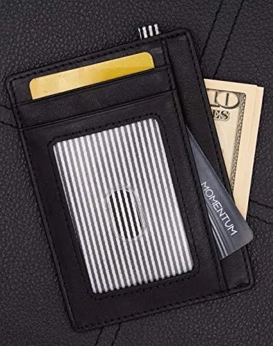 Momentum's Ultra Slim Flatline RFID Wallet | Italian Vegetable Tanned Leather | Clear ID Window