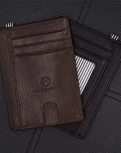 Momentum's Ultra Slim Flatline RFID Wallet | Italian Vegetable Tanned Leather | Clear ID Window