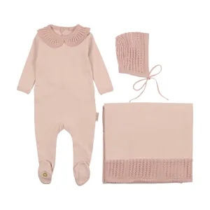 Mon Tresor Baby Graceful Collar Layette Set Light Rose