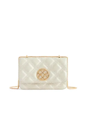 Mosaic Stitch Crossbody Bag - Pearl