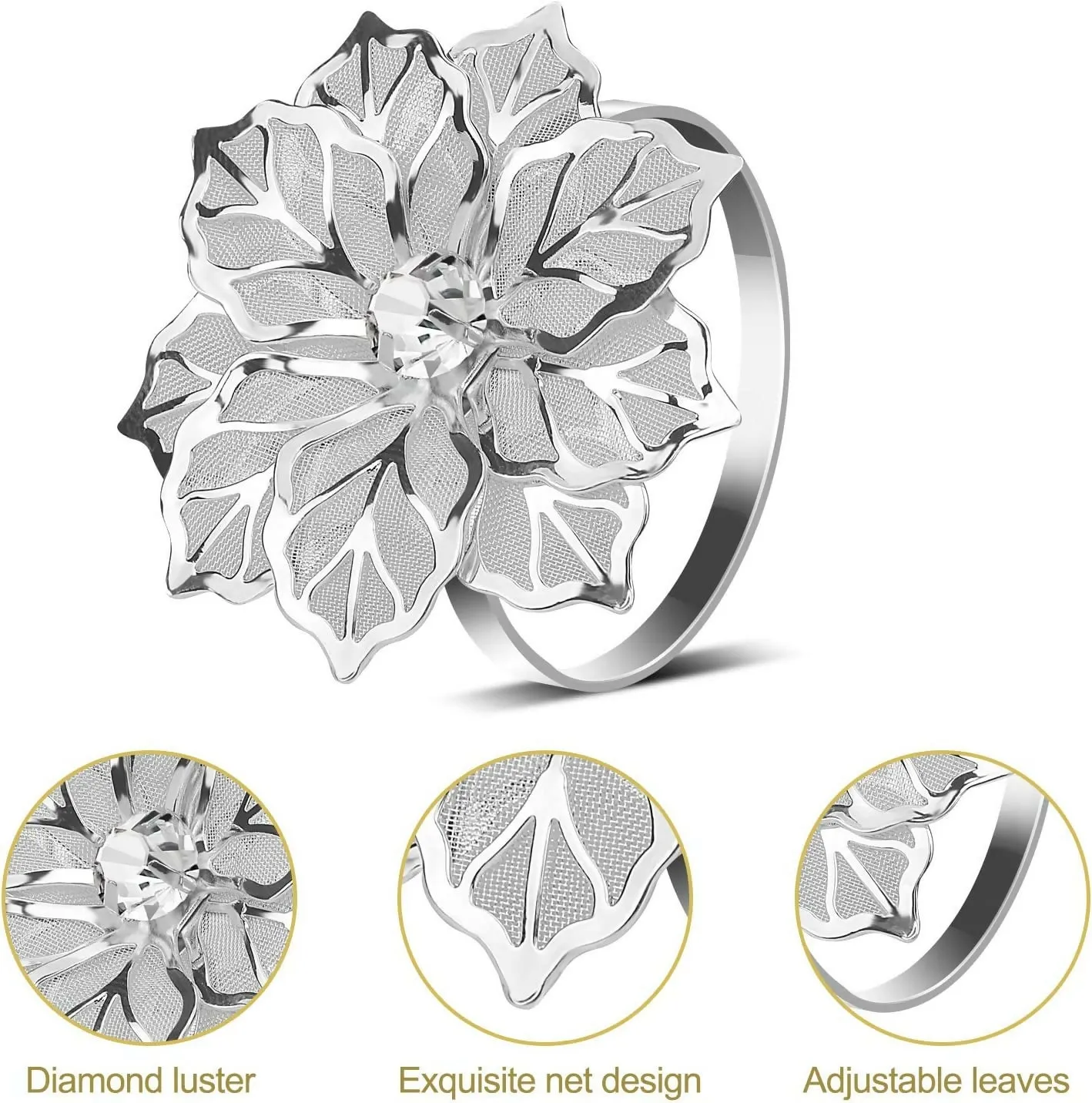 Napkin Holder Rings-Silver Flower