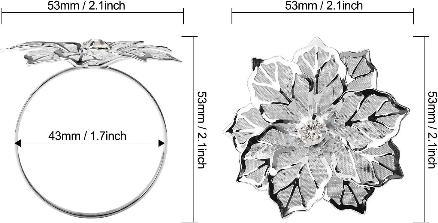 Napkin Holder Rings-Silver Flower