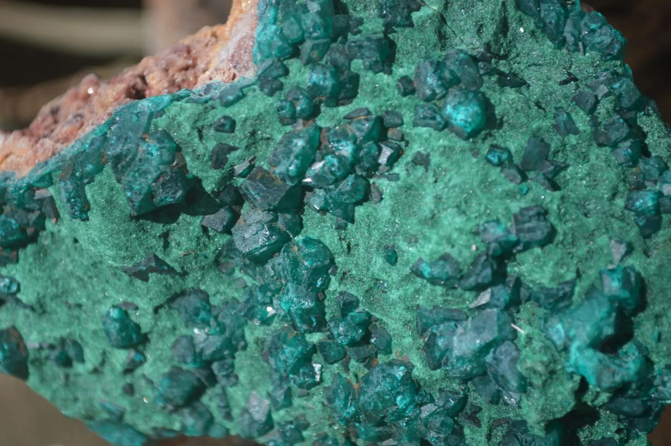 Natural Large Dioptase With Malachite Specimens x 2 From Likasi, Congo