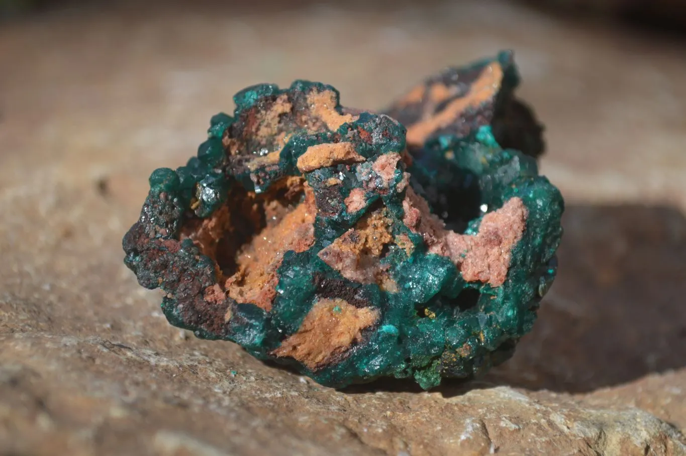 Natural Large Dioptase With Malachite Specimens x 2 From Likasi, Congo