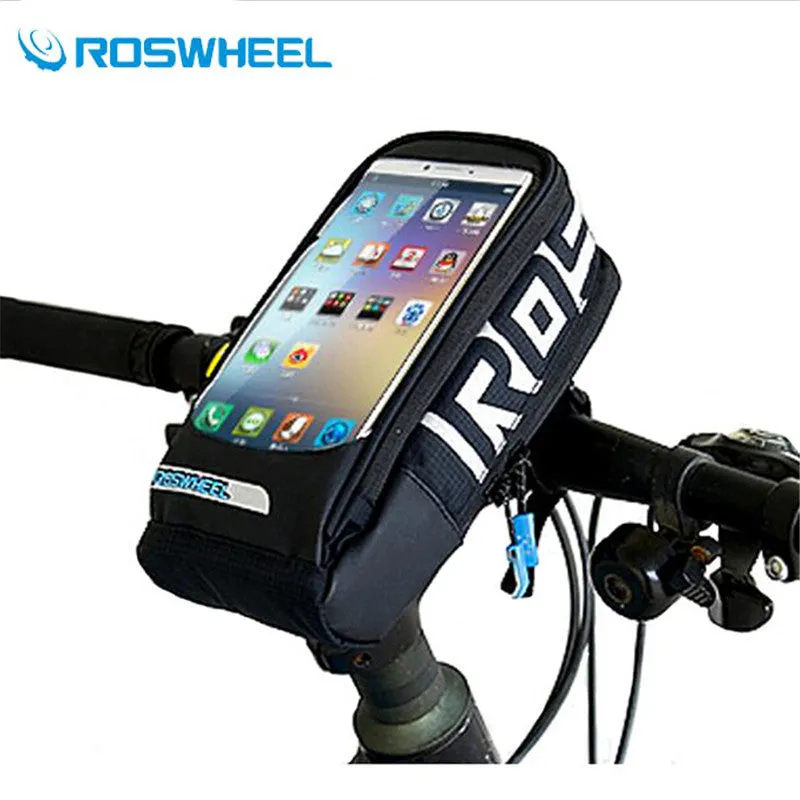 New ROSWHEEL Bicycle Bags Panniers MTB Road Bike Bag Touch Screen Cycling Front Tube Frame Handlebar Bag For Below 5.7" Phone