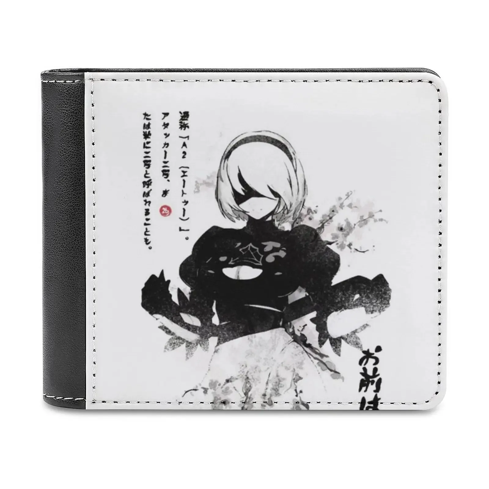 Nier Automata 2B Japan Ink ー _ ー Short Men'S Wallets Credit Card Holder Retro Wallet Male Pu Leather Wallet Nier Automata Nier