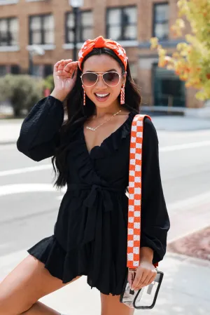 Orange   White Checkered Beaded Purse Strap