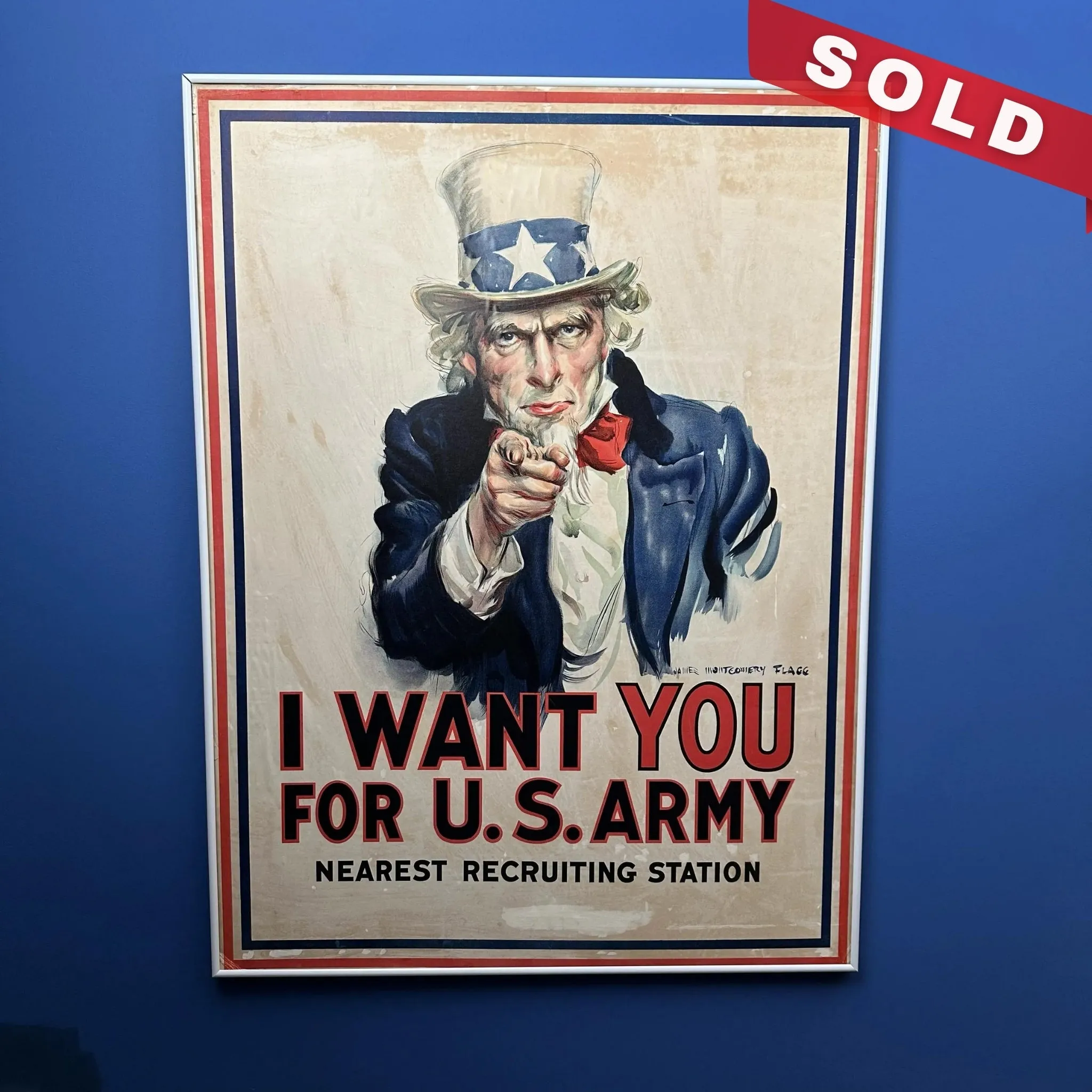 Original 1917 WWI recruiting poster — "I Want You" — Framed