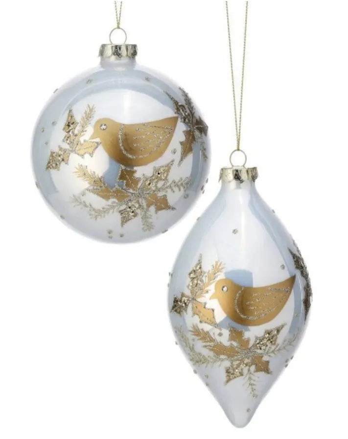 Pearl & Gold Dove Glass Ornament