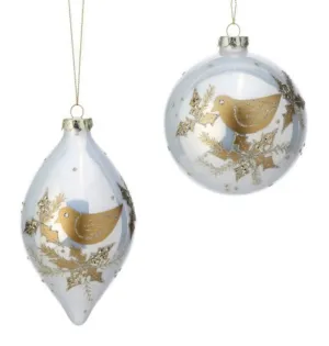 Pearl & Gold Dove Glass Ornament