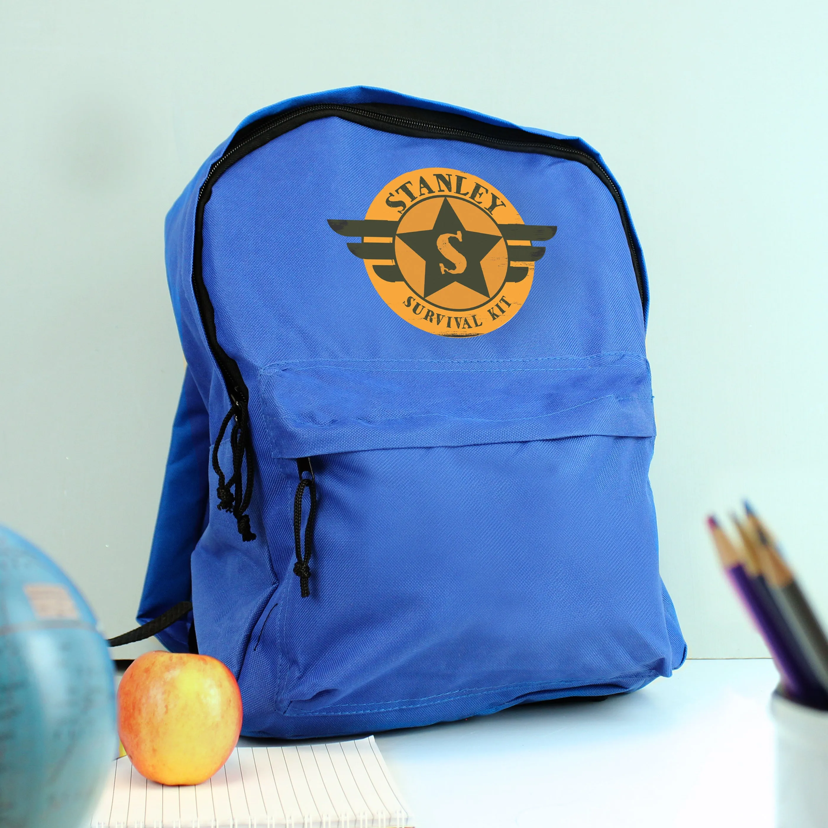 Personalised Badge Blue Backpack